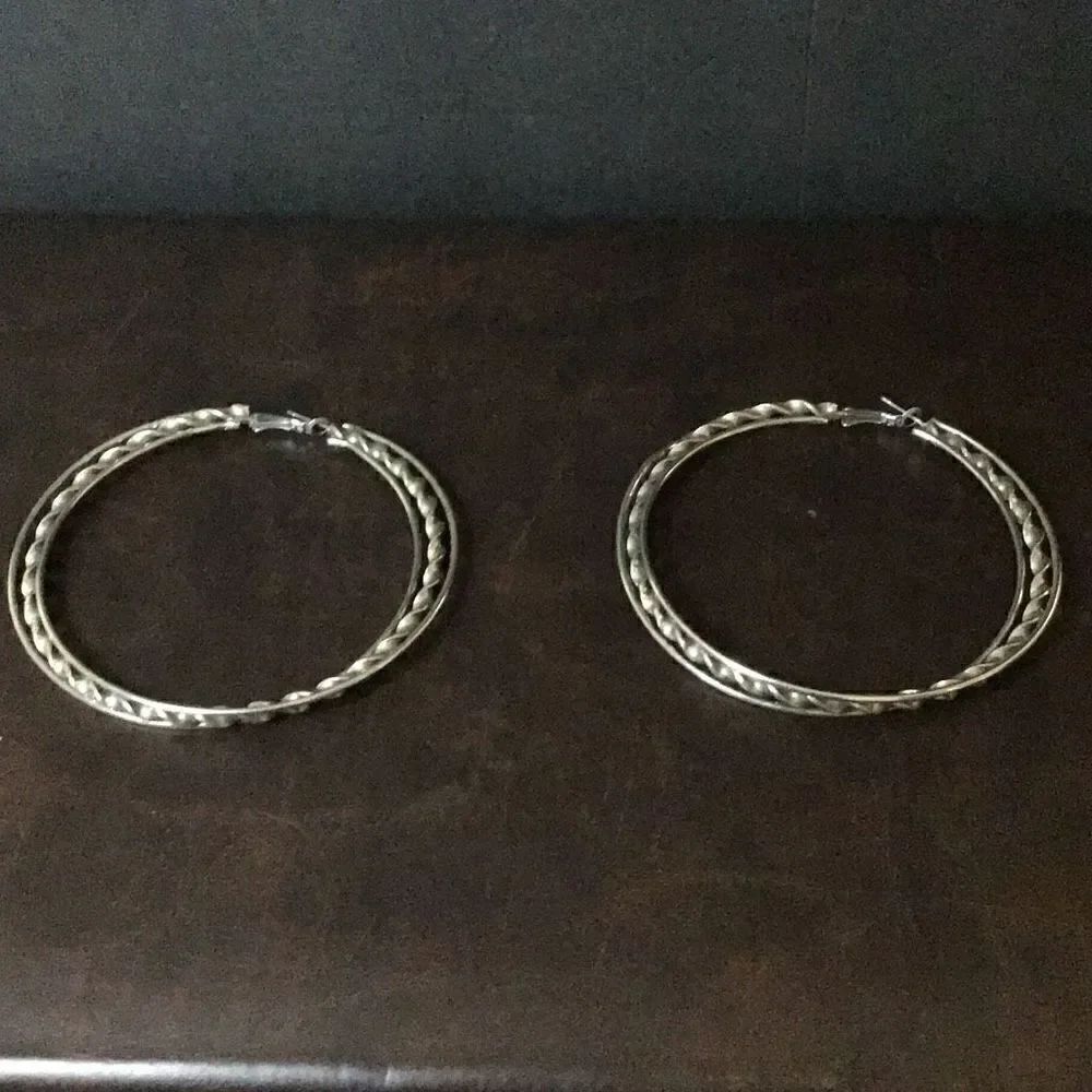 Big a!! Tri strand vintage hoop earrings